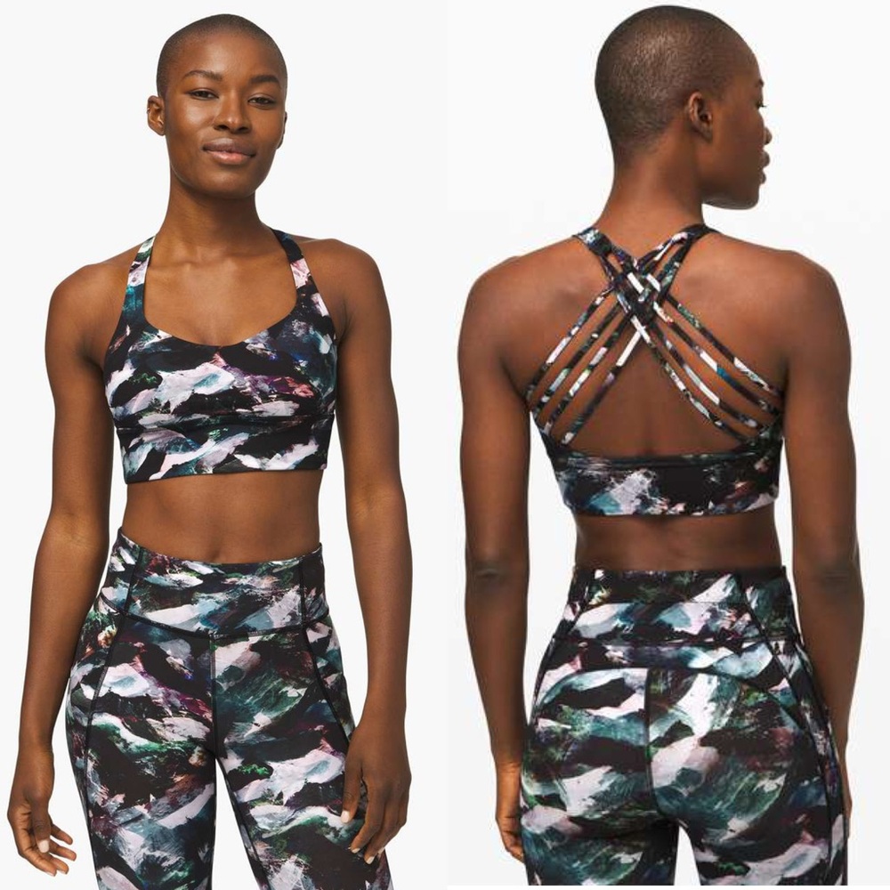 Lululemon SIZE 6 Free to be Wild longlined bra in Glacier Camo Starlight Multi